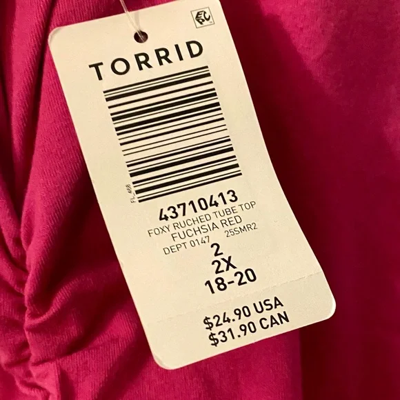 torrid Hot Pink Strapless Ruched Tube Top - Picture 7 of 7